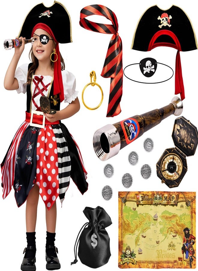 G.C 15 Pcs Kids Pirate Costume Dress Girls Toddler Pirate Accessories Hat Toys Halloween Cosplay Role Play Birthday Gift - Image 1